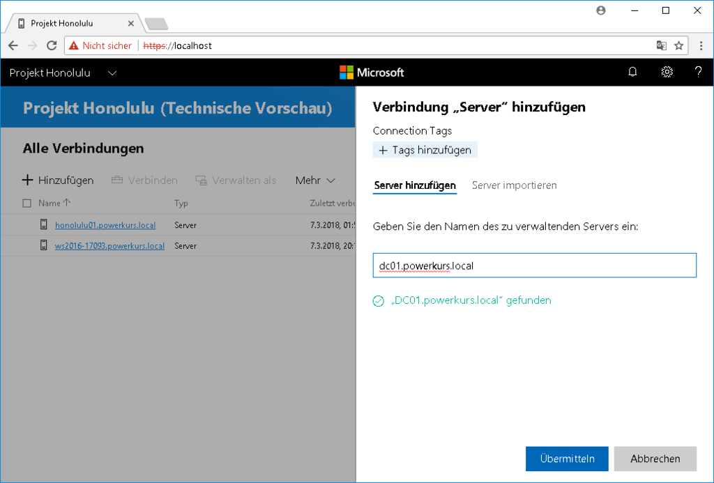 Namen eintragen