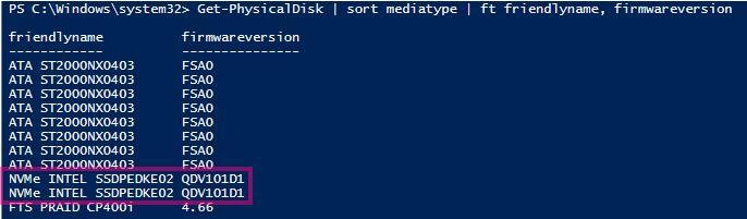 Intel NVMe DC P4600 FirmwareVersion