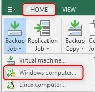 create Veeam Agent for windows Backup job